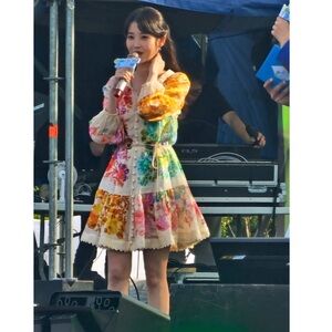 [size0 / US2] Zimmermann belted floral-print ramie mini dress